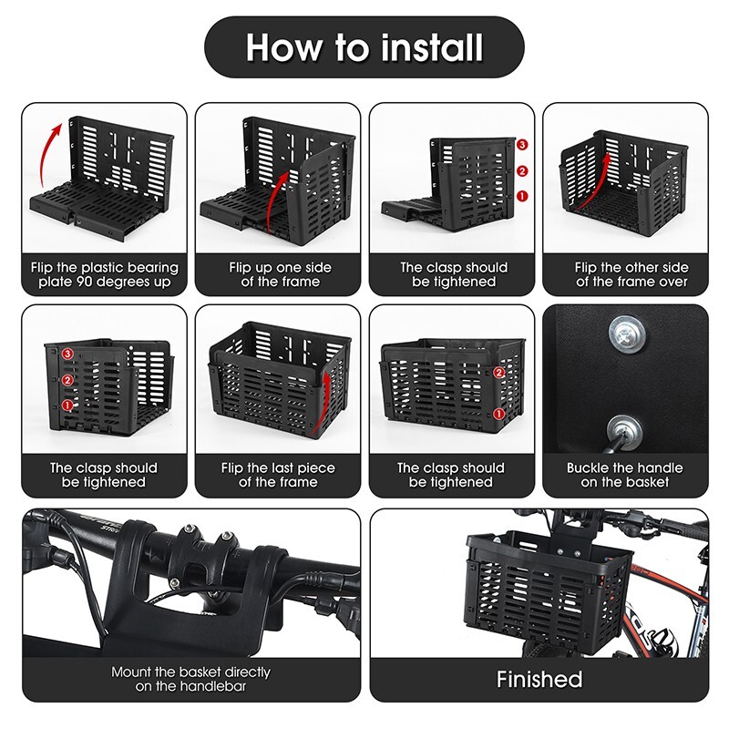 WEST BIKING Foldable Bike Front Handlebar Basket Bicycle Rack Pack Basket Black