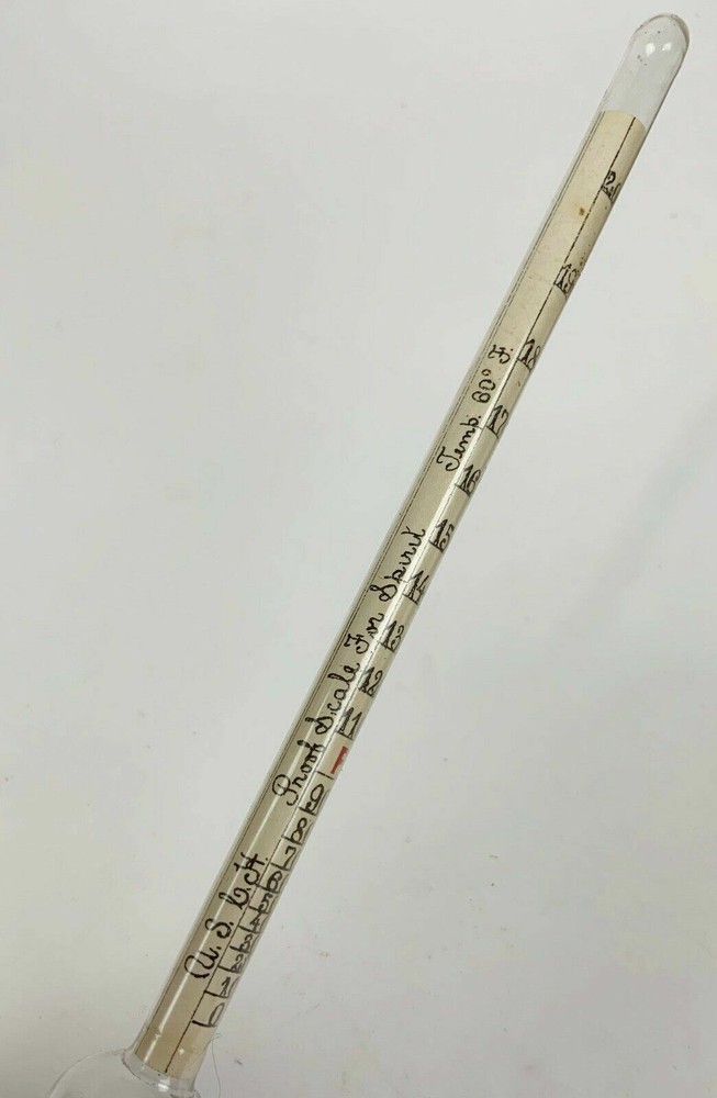 Antique Distillers whiskey alcohol hydrometer PROOF SCALE