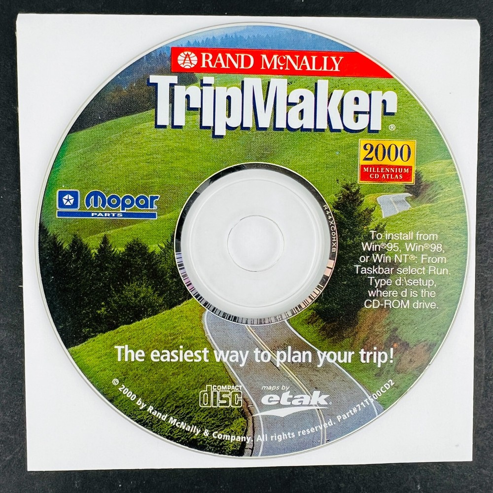 Rand McNally TripMaker Deluxe 2000 CD ROM PC Game Software