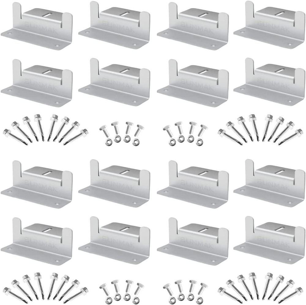 SUNMAK 16 Units per Set Solar Panel Mounting Z Brackets, Solar Panel Mounting Br