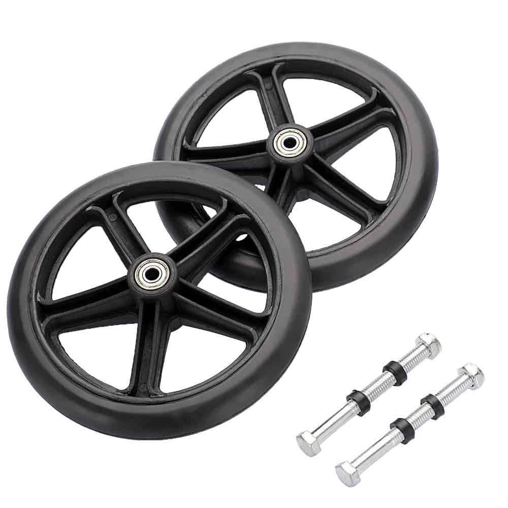 2x Universal 8 Inch Wheelchair Walker Wheel Solid Front Caster with Axles