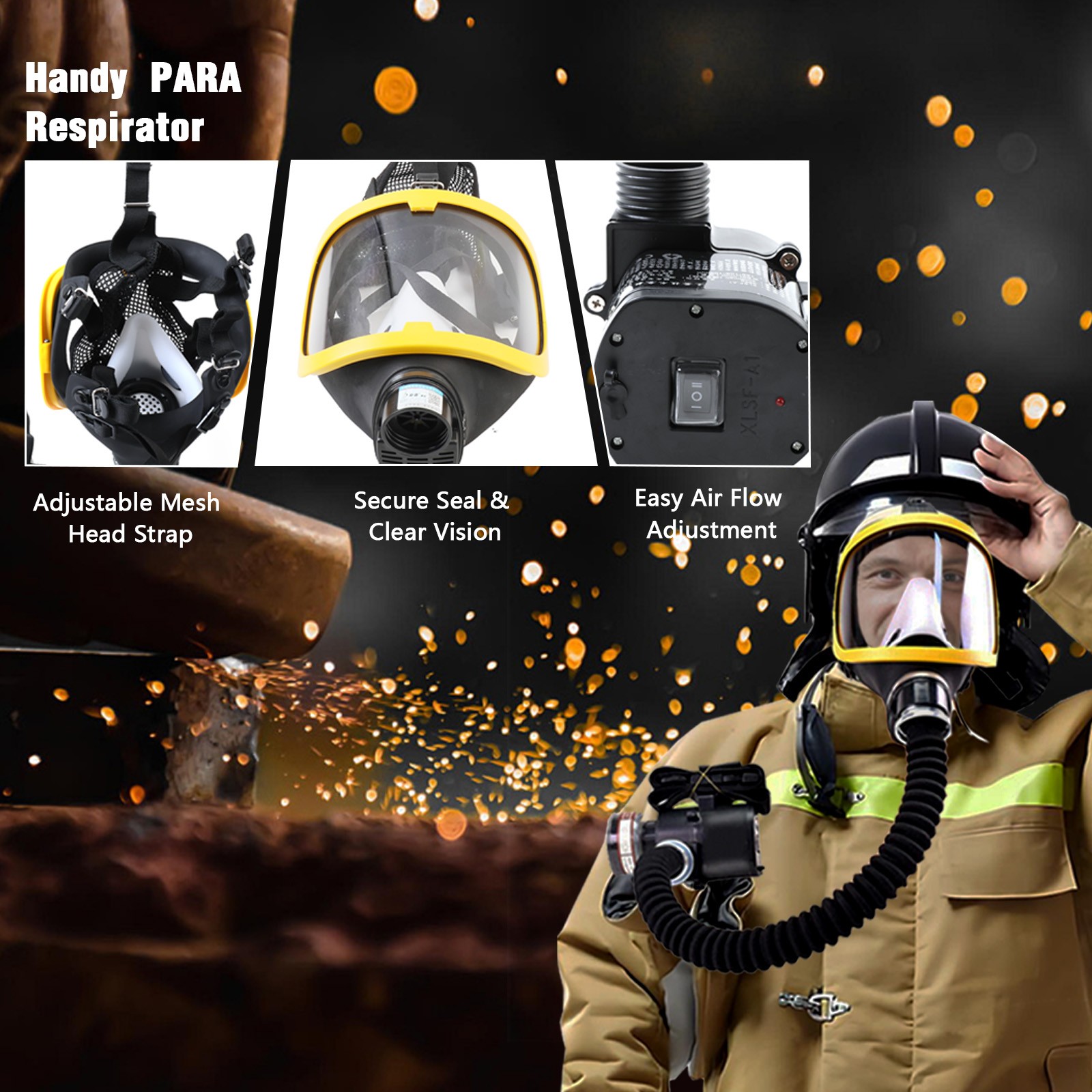Electric Full Face Gas Mask Constant Flow Respirator Supplied Air Fed System