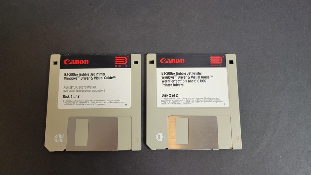 Canon BJ-200ex Bubble Jet Printer Drivers & Visual Guide Disks (2-Disk Set)