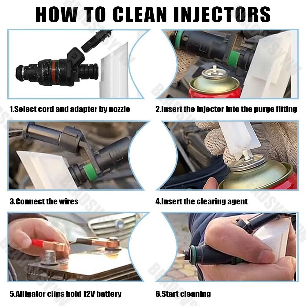 Universal Fuel Injector Flush Cleaner Adapter DIY Kit Car Nozzle Cleaning Tool