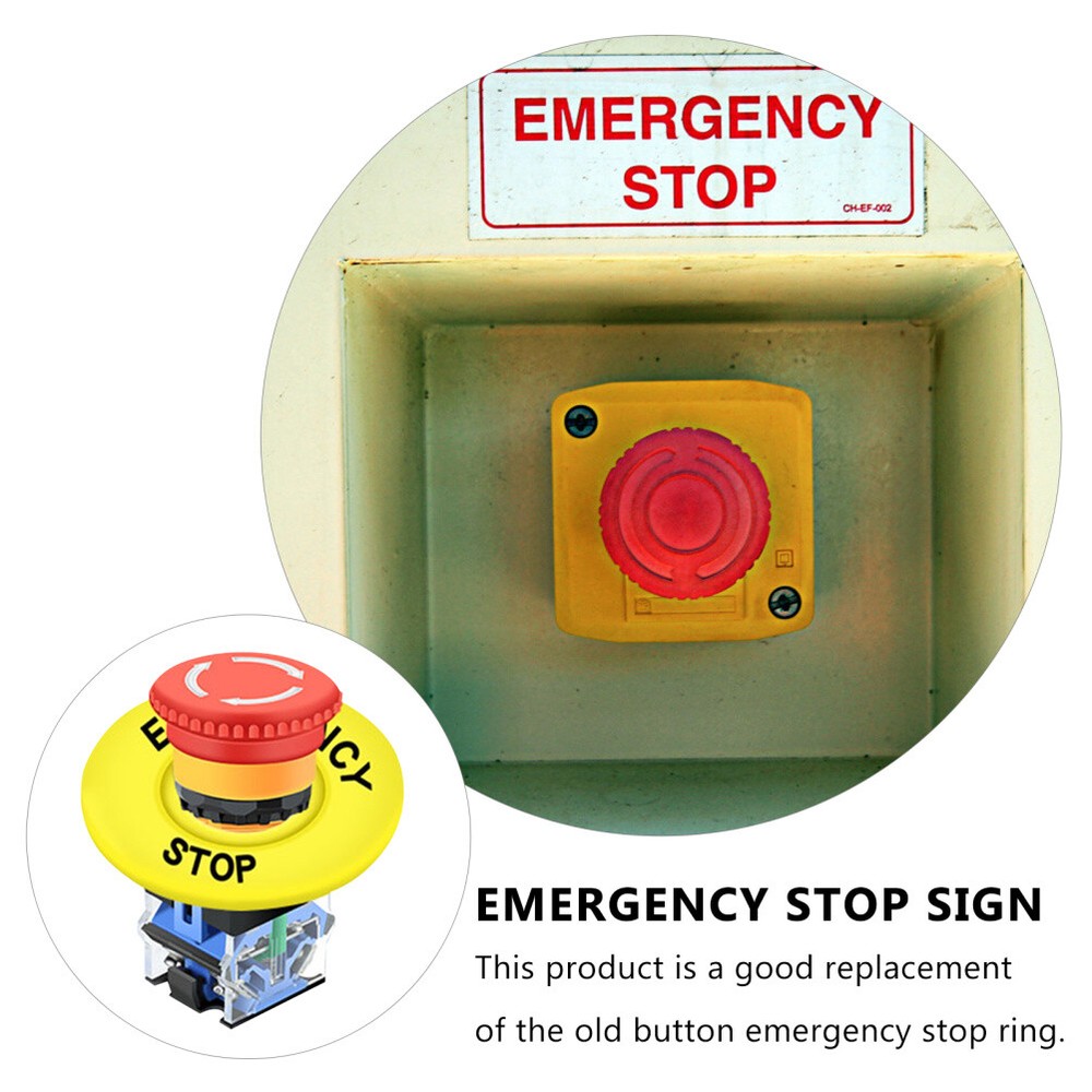 10PCS Emergency Stop Rings Emergency Sign Labels Button Push Switch Accessories