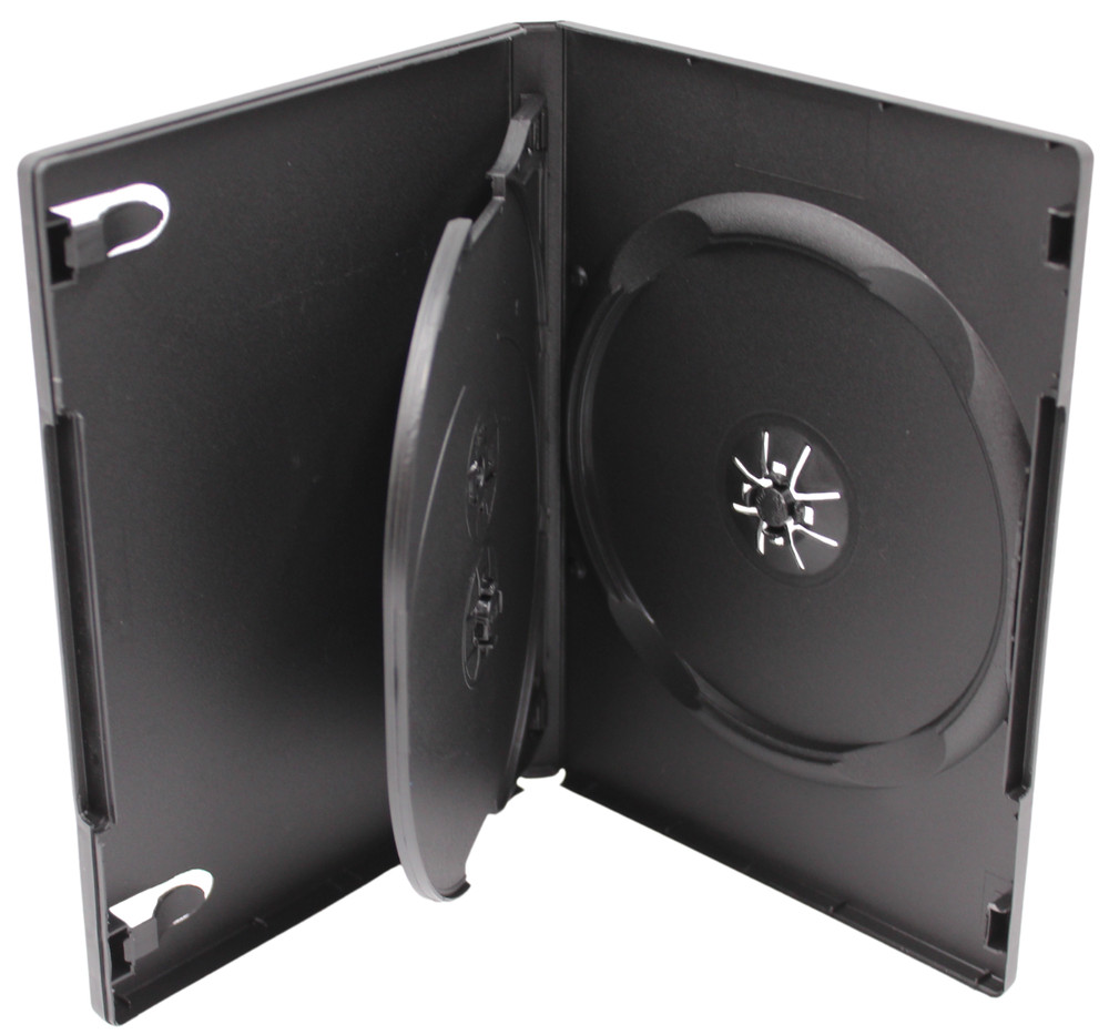 100 Pack Standard Black DVD 3 Disc 14mm Premium Replacement Cases