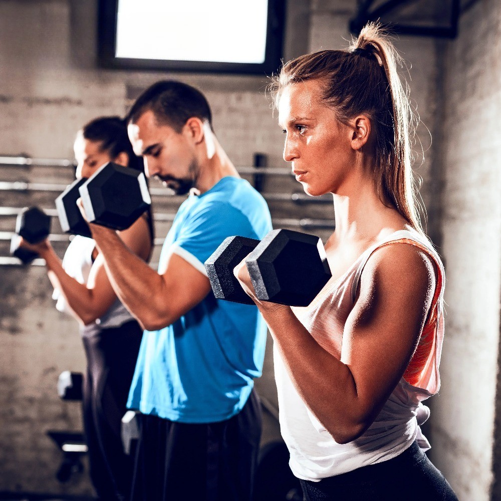 12lb Coated Rubber Hex Dumbbell, Pair