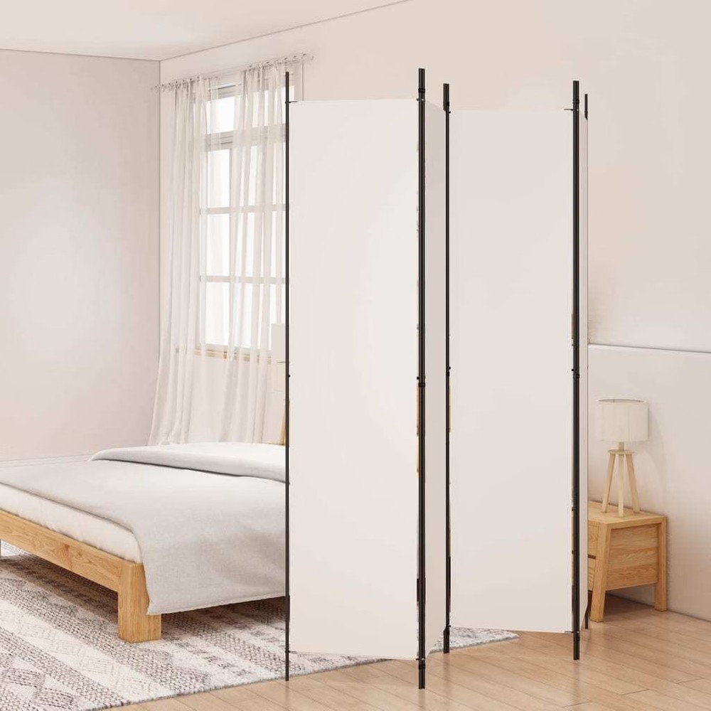 4-Panel Room Divider White 78.7"x86.6" Fabric
