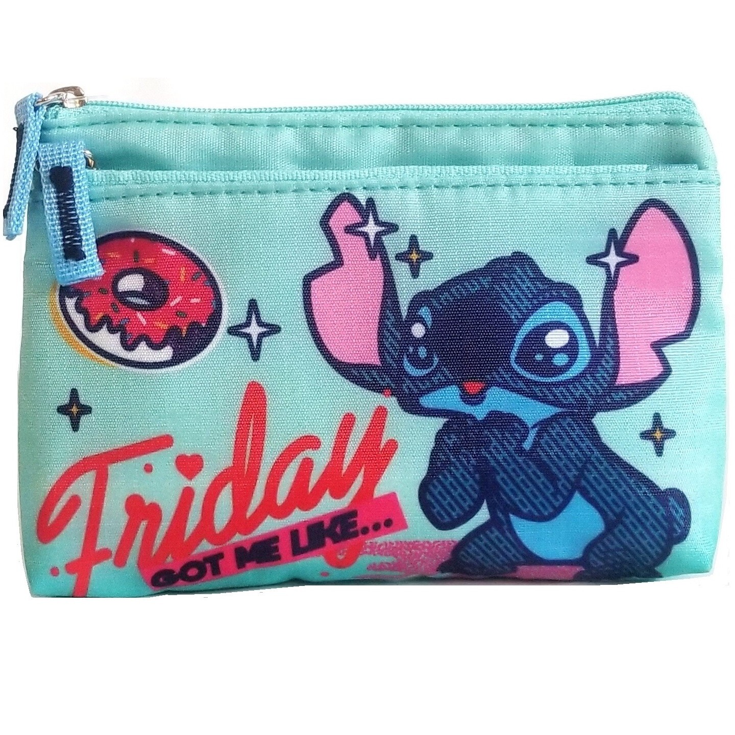 Disney Lilo Stitch 2-Zipper Pouch Change Coin Purse Card Holder Wallet Bag Case
