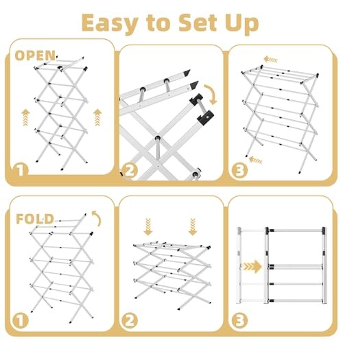 Clothes Drying Rack Foldable,Space-Saving Expandable & Portable Drying White
