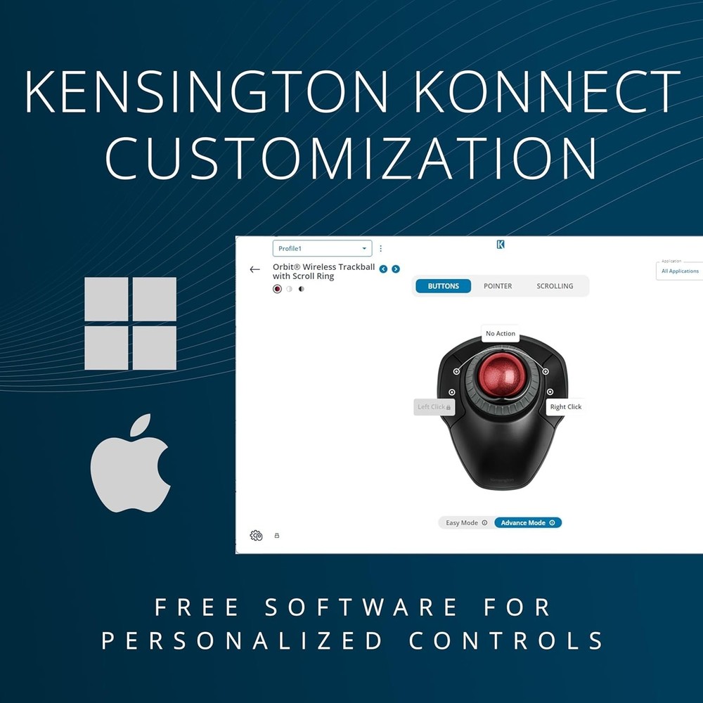 Orbit Wireless Trackball - Ergonomic, Scroll Ring, Bluetooth, 30ft Range