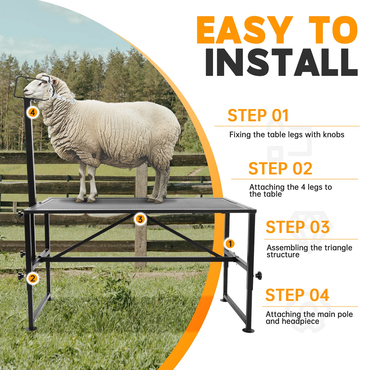 Adjustable 51x24" Metal Trimming Stand for Sheep Goat Milking Livestock Stand