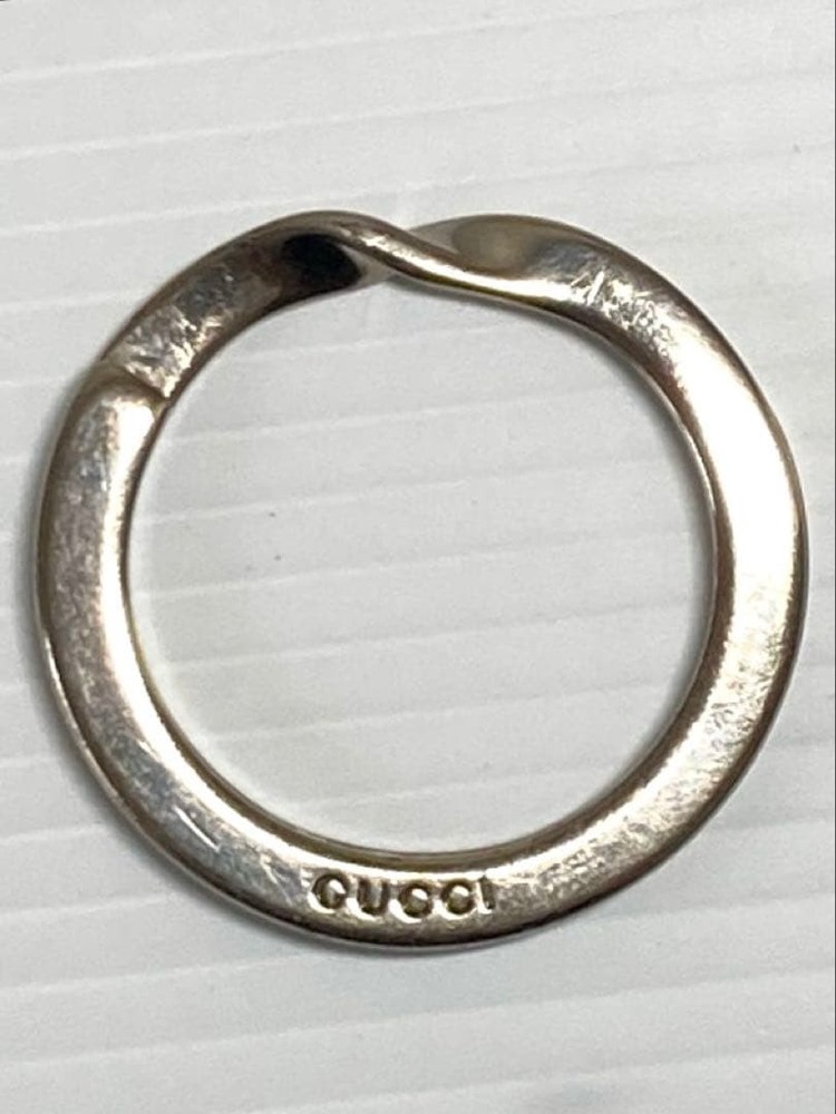 GUCCI Leather Keychain Black Interlocking GG Key Ring Charm