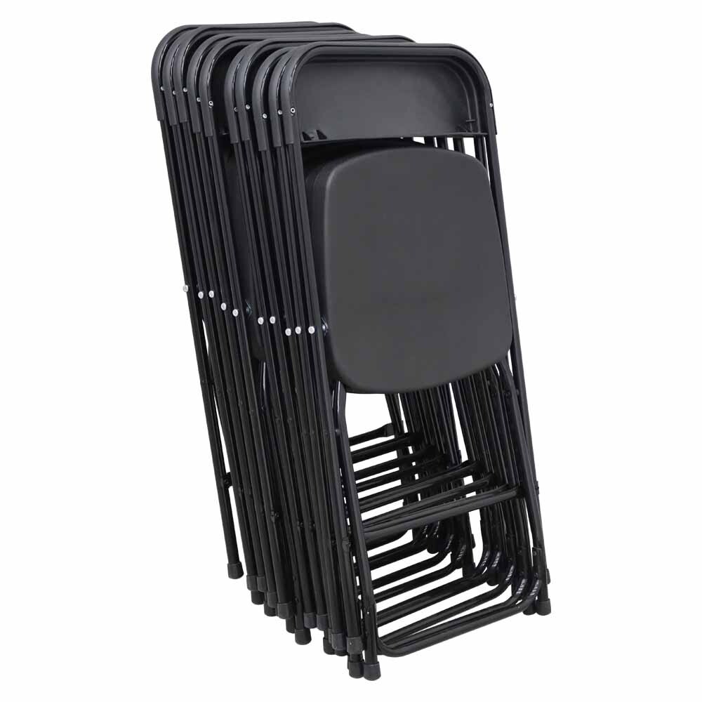 New Black Plastic Folding Chairs Stackable Chairs Enlarged Surface 10pcs/set