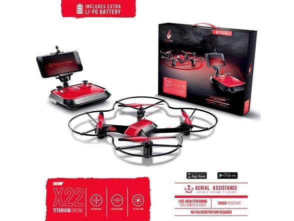 Fuse X22 Titanium Drone Live View Streaming with Auto Launch, Hover and Land