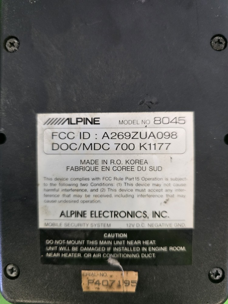 Alpine 8045 Mobile Security System