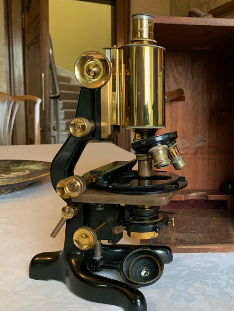 Vintage W. Watson & Sons Ltd - Bactil Monocular Brass Microscope - c1930, Cased