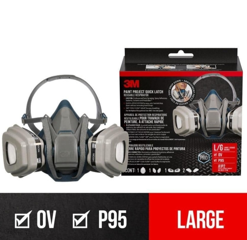 3M Paint Respirator Project Quick Latch Reusable , Size Large