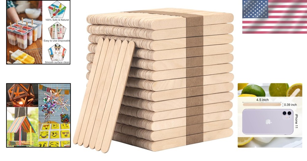 Creative Birch Wood Craft Sticks - 1000 Pack for Fun Learning and Projects