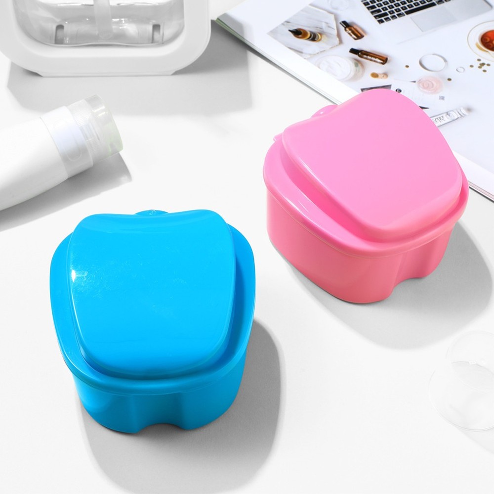 2 Pcs Compact Denture Case Travel Storage Container Household with Lid