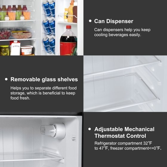 Galanz 4.6. Cu ft Two Door Mini Refrigerator with Freezer, Stainless Steel, New