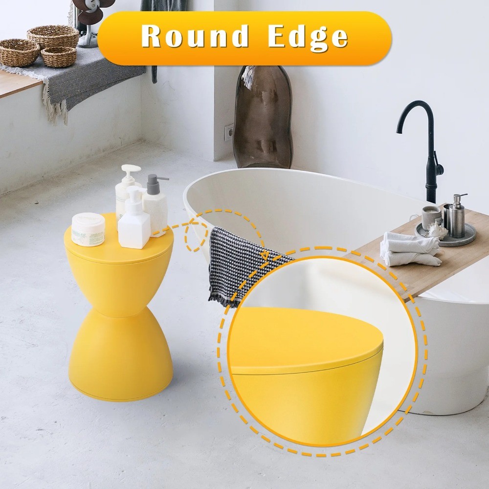 Plastic Side Table Bedroom Nightstand, Yellow