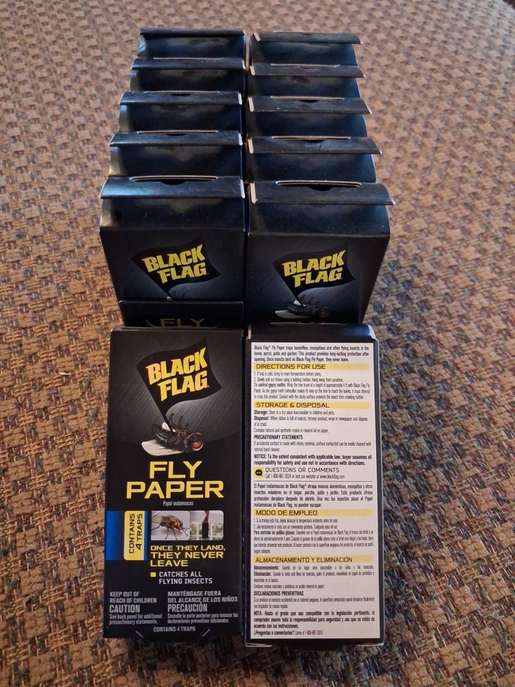 Black Flag Fly Paper Insect Trap *4 count per package*