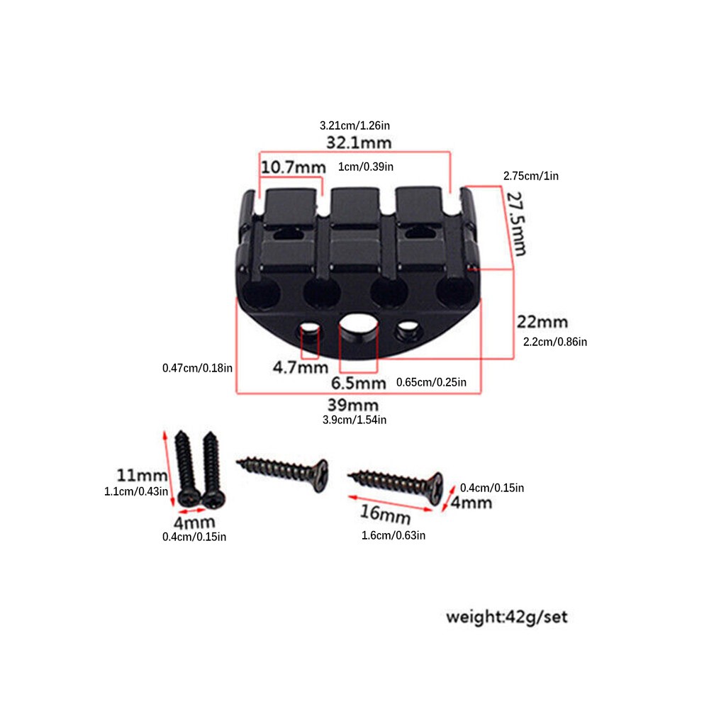 Zinc alloy 4-string Headless Electric Guitar String Locking Nut Set W/ Screw a