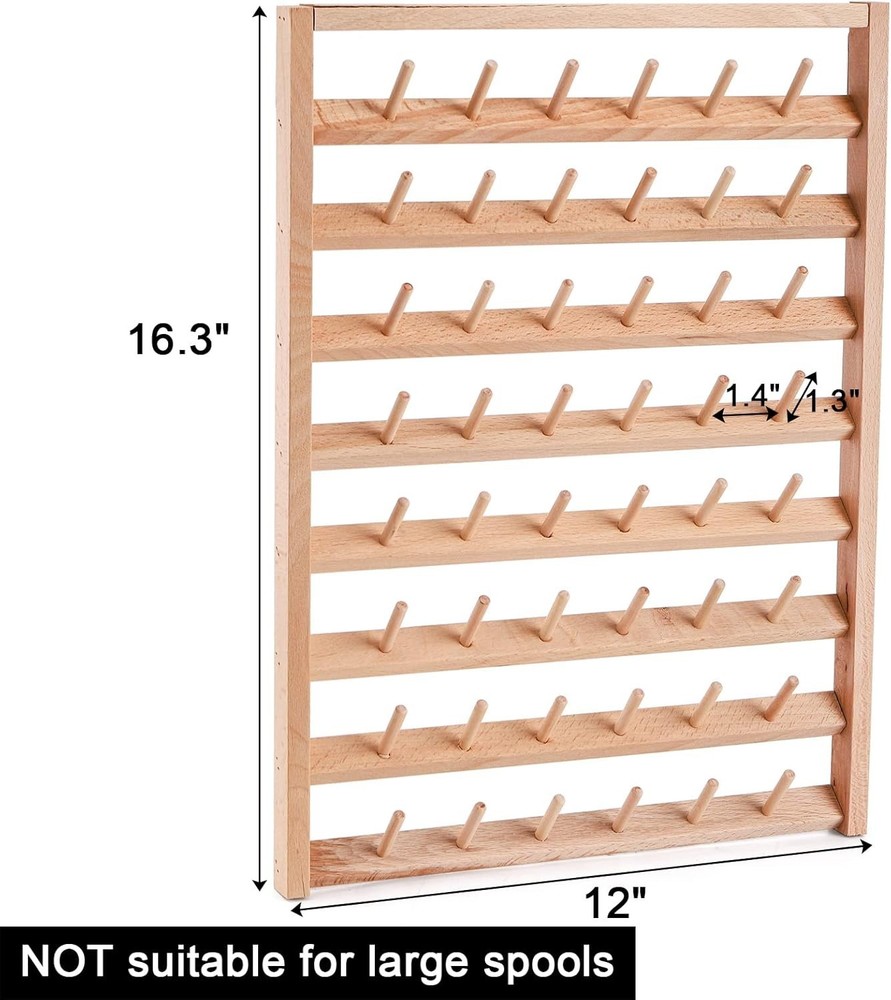 Large 2 Pack Wooden Thread Racks, 48 Spools Wall Mount Storage Organizer for ...