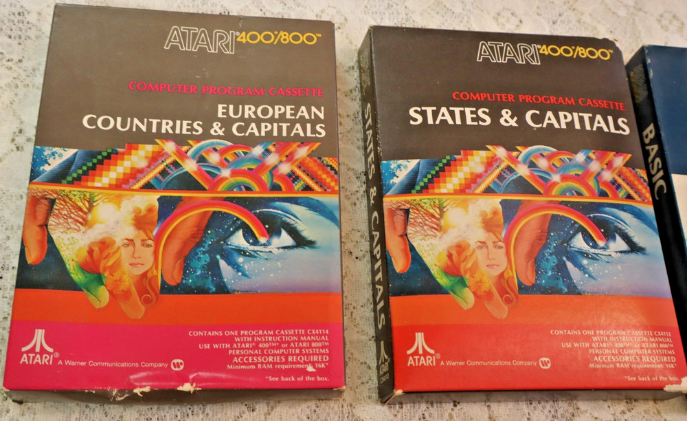 Vintage Atari BASIC Computing Language Capitals (3) Cartridges 400/800 - 1979