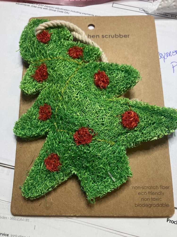 Ritz® FreshWare® Loofah Kitchen Scrubber BRILLO PAD TYPE - Christmas Tree *HTF*