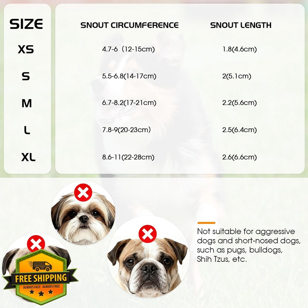 PURRLIA 2 Pack Dog Muzzle Small Medium Large Breathable Drinkable Adjustable M