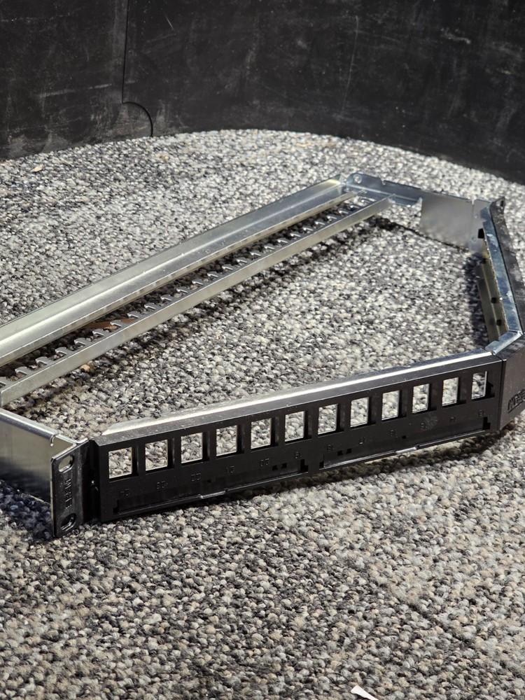 R&M 815656 19" 1U Angled Patch Panel 24-Port, Keystone, Black, Empty