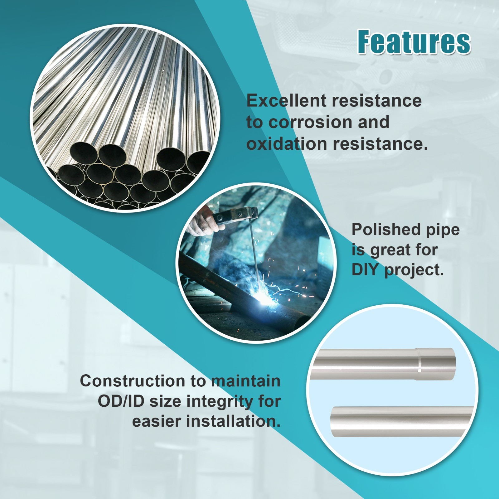 2.5" Custom Exhaust Pipe Kit Tubing Mandrel Bend Straight U 90° Piping 16 PCS