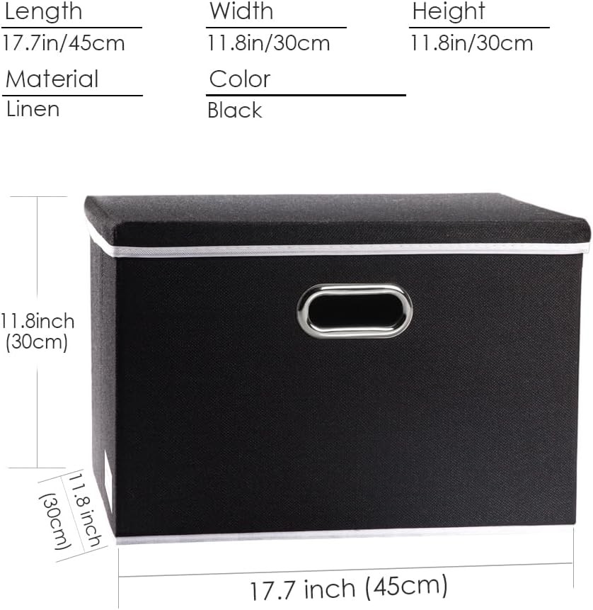 Large Foldable Storage Boxes W/ Lids [3-Pack] Fabric Collapsible Storage Bins