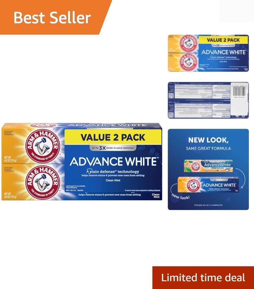 Fresh Mint Advance White Toothpaste – Powerful Whitening & Plaque Control, 6 oz