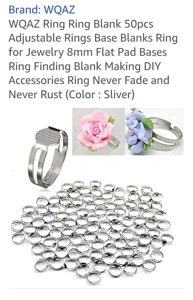Silver Metal Ring Blanks. Non Rusting. New Adjustable. 100 Ct.