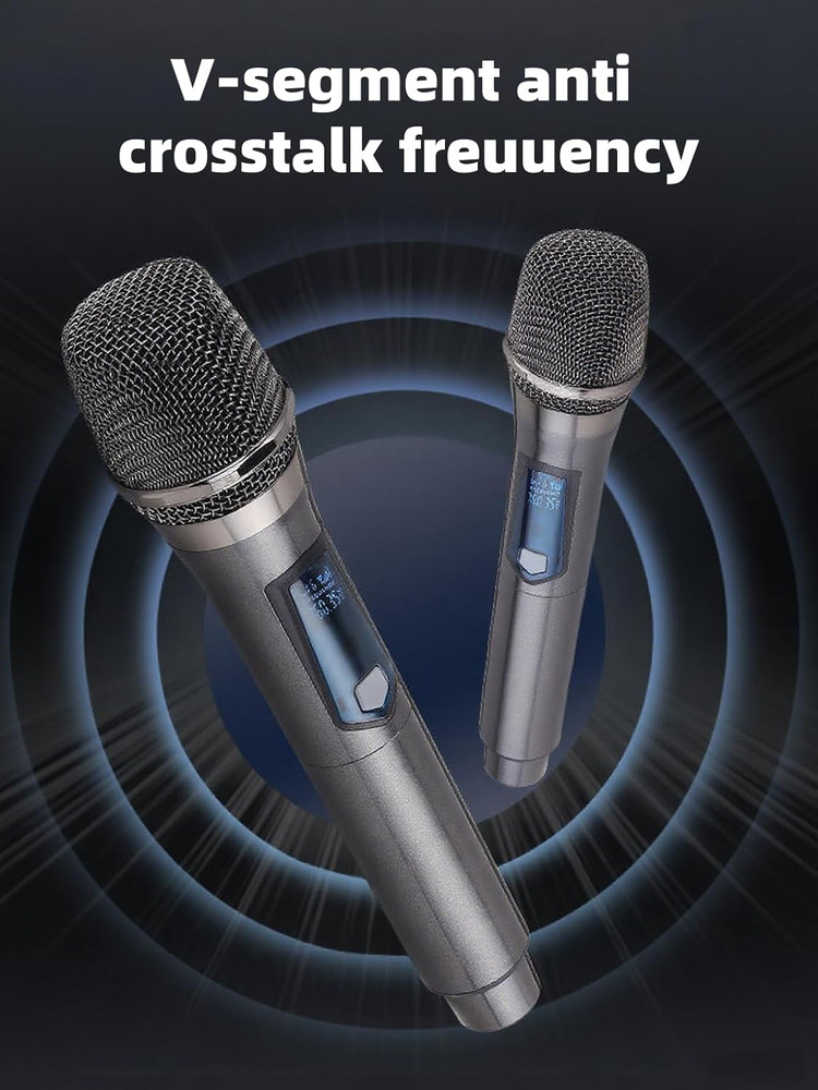 Wireless Microphone, Rechargeable Fixed Frequency Wireless Dual Microphone,Ha...