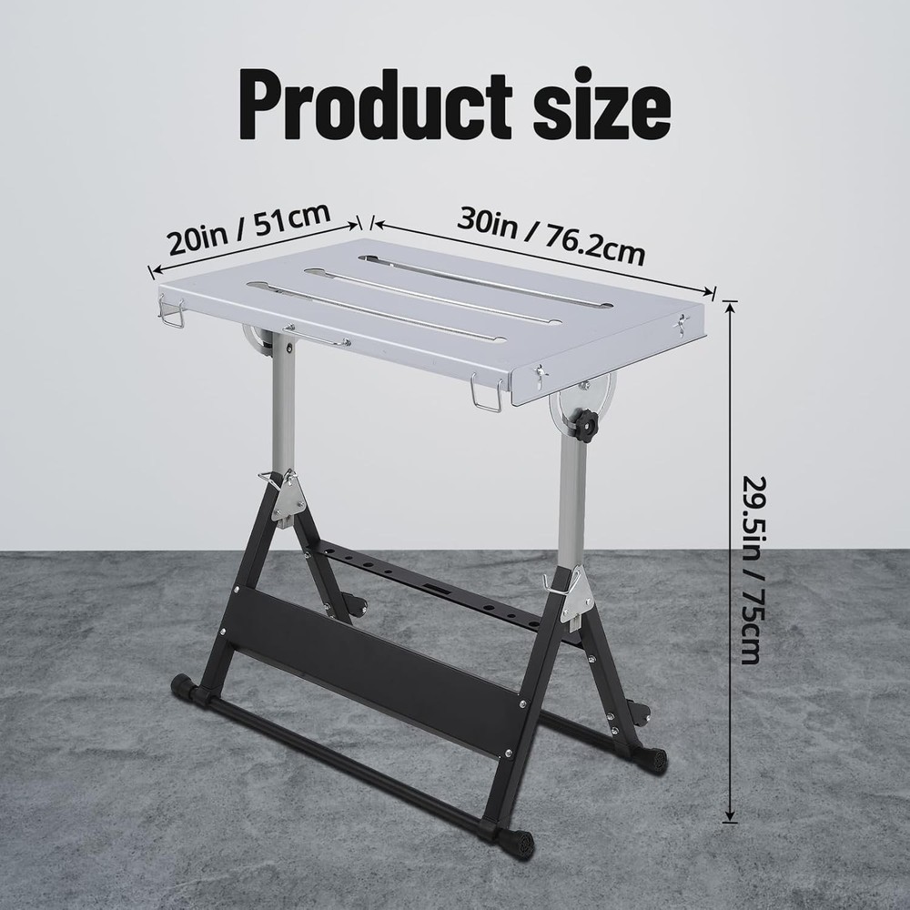 Folding Welding Table Duty Portable Welding Workbench 3 Adjustable Tilt Angles