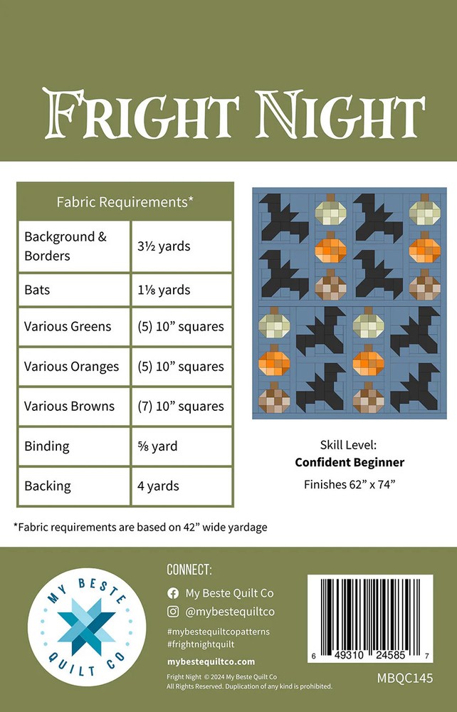 Fright Night Quilt Pattern by Renee Den Beste