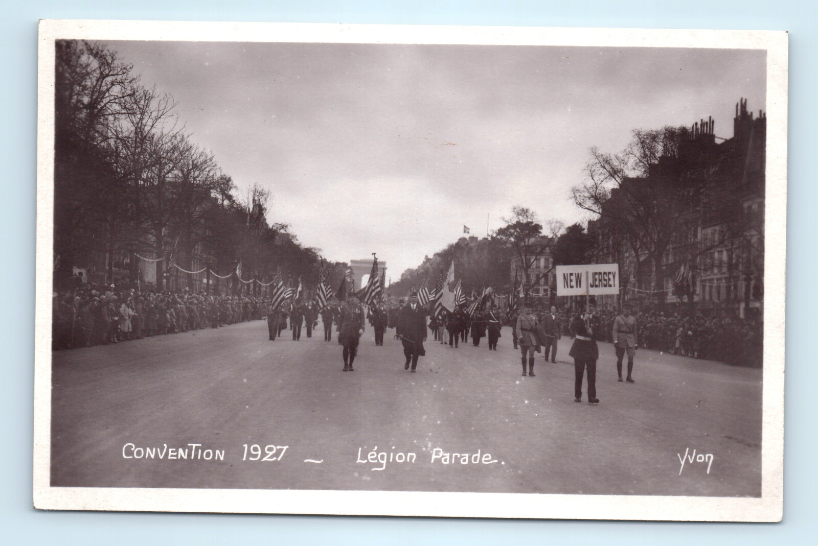 WWI NJ Delegation American Legion Parade Paris Real Photo Postcard
