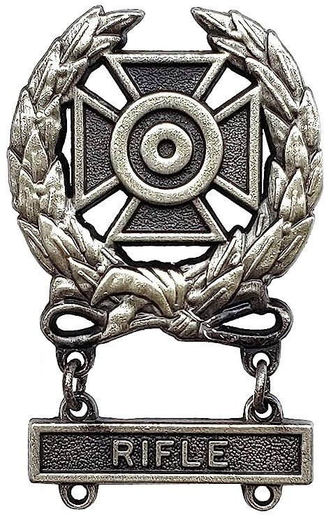 US ARMY Expert Shooting Oxidized Badge Wreath Rifle MARKSMAN Qualification Q bar
