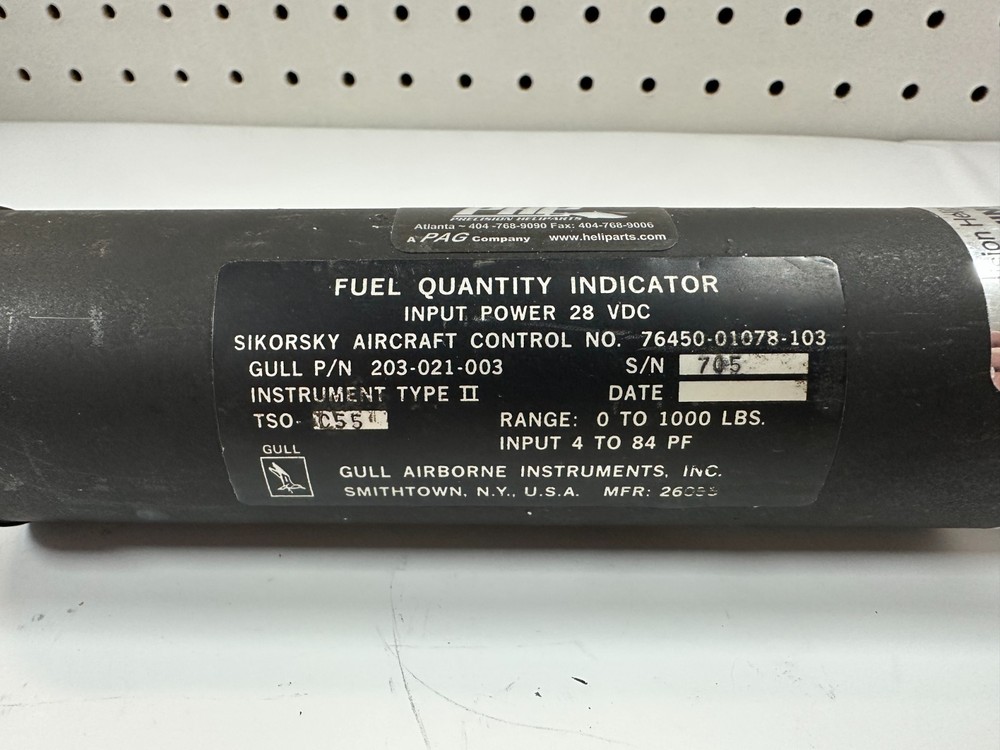 Gull Airborne Instruments 76450-01078-103 Fuel Quantity Indicator