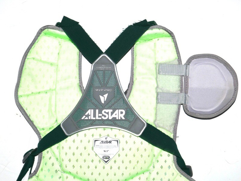 ADAM ZEBROWSKI 2025 COLUMBUS CLINGSTONES GAME WORN ALL-STAR MVP CHEST PROTECTOR
