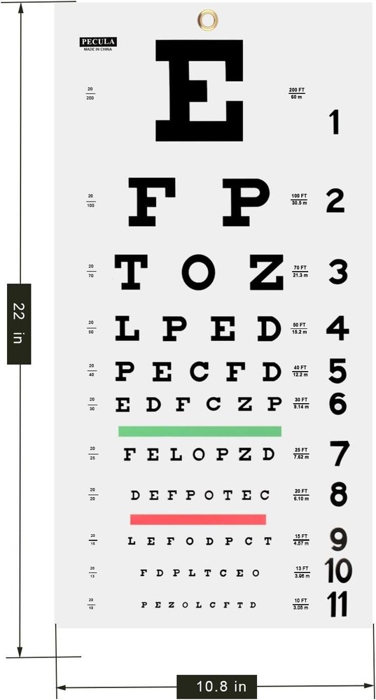 Washable Snellen Eye Chart - Essential Tool for Vision Testing & Education