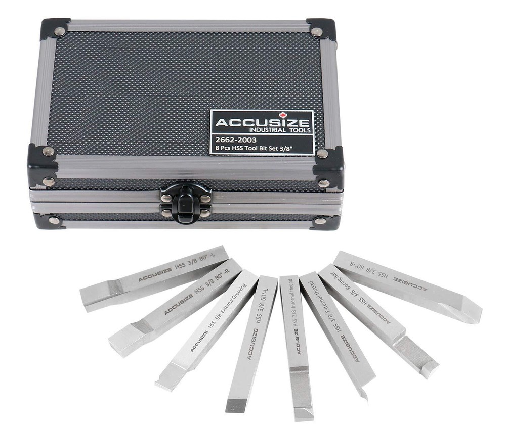 3/8'' 8 Pc Hss Tool Bit Set, Pre-Ground for Turning and Facing Work,