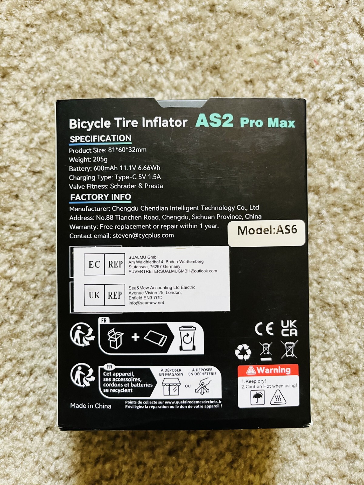 CYCPLUS AS2PROMAX 120PSI Electric Tiny Bike Pump with Gauge,2025 Updated Version