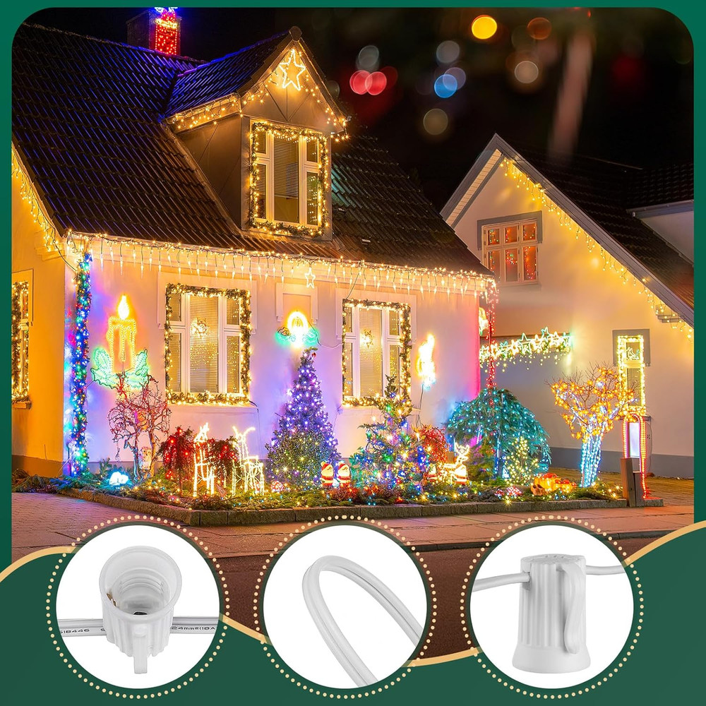 C9 Light Strand 100 FT for E17-12 Spacing, Outdoor String Light Christmas String