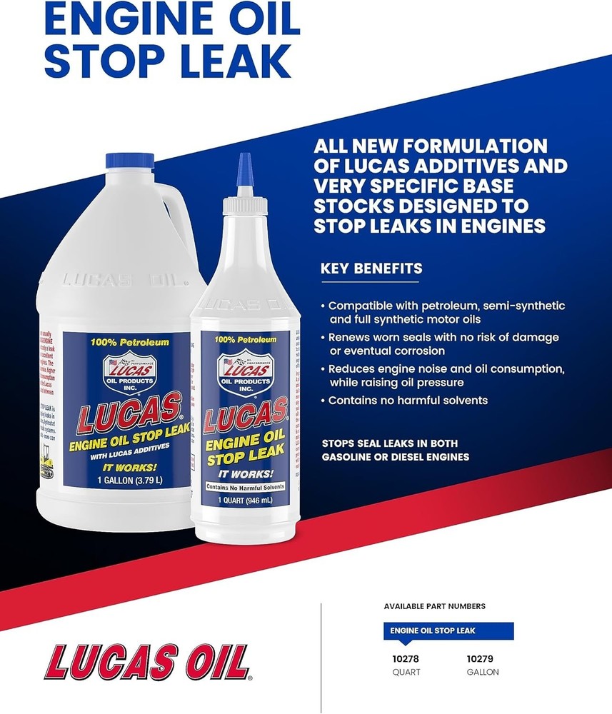 1 Quart Universal Engine Oil Stop Leak - Eco-Friendly & Effective Solution