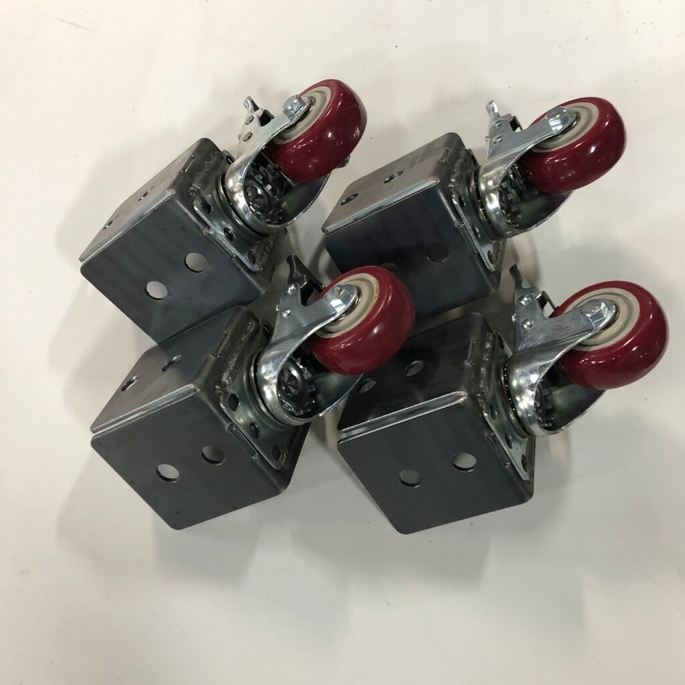 PostHugger™ 1000#CAP 4pc Set Roll Lock Casters/Castors Brackets For 4X4 Posts